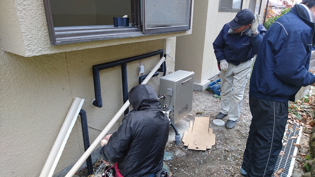 松本市浅間温泉で給湯器交換リフォーム