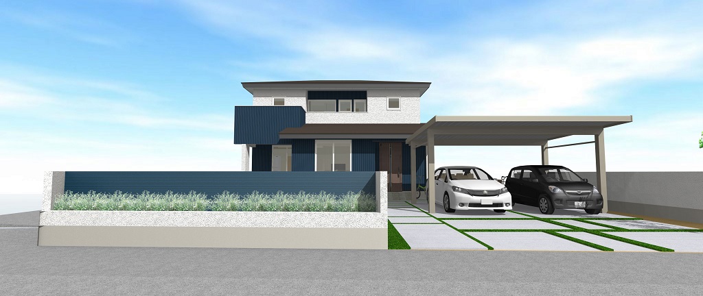 安曇野市で広々リビングの開放的なモダンデザインの新築住宅が着工